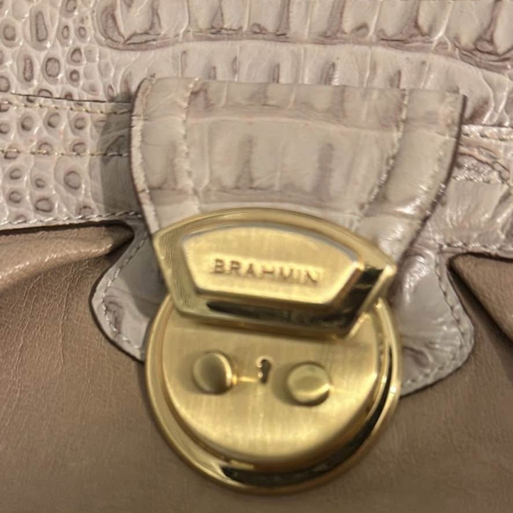 Brahmin Cream and Gold Croc-Embossed Bag - Picture 3 of 6